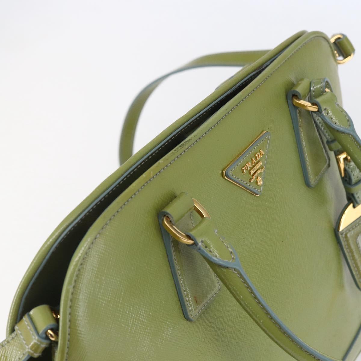 PRADA Hand Bag Safiano leather 2way Blue Gold Auth yk19579