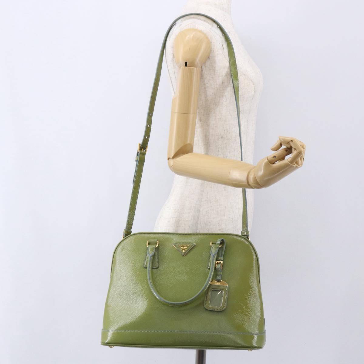 PRADA Hand Bag Safiano leather 2way Blue Gold Auth yk19579