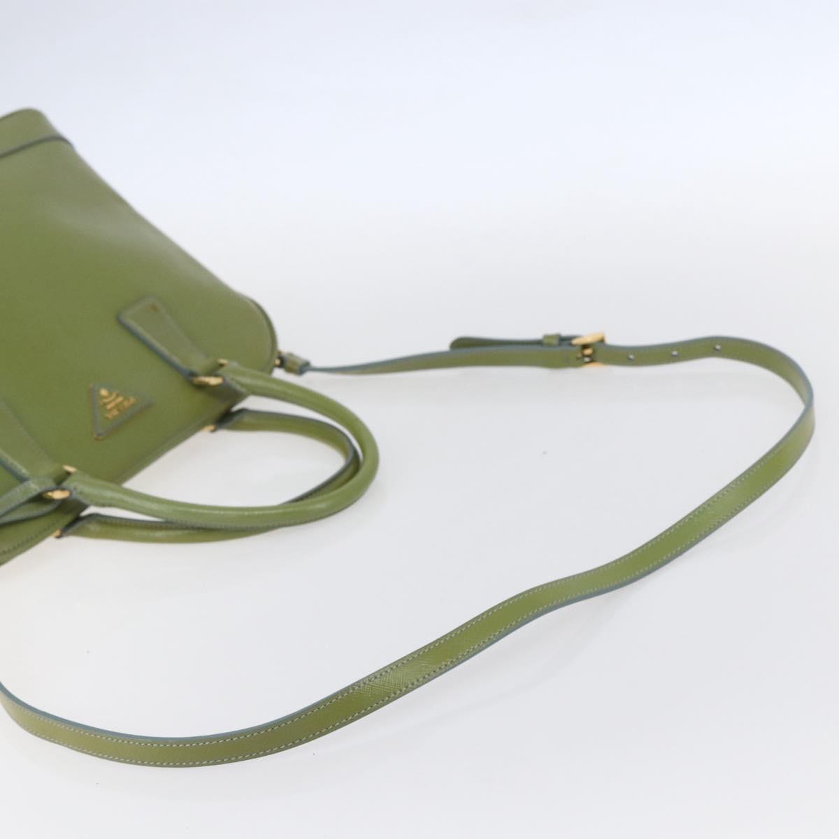 PRADA Hand Bag Safiano leather 2way Blue Gold Auth yk19579