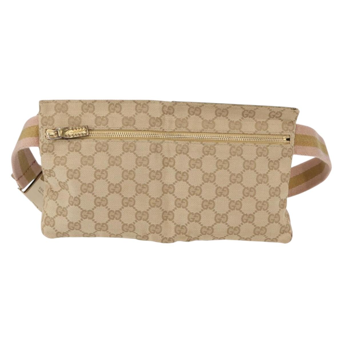 GUCCI GG Canvas Waist bag Beige Gold 28566 Auth yk19581