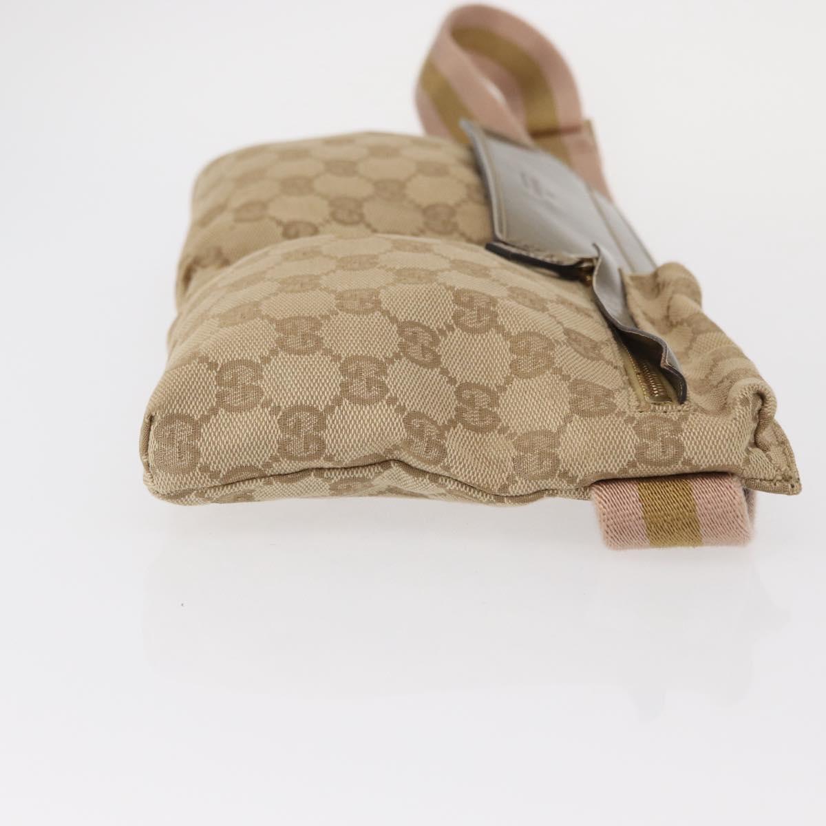 GUCCI GG Canvas Waist bag Beige Gold 28566 Auth yk19581
