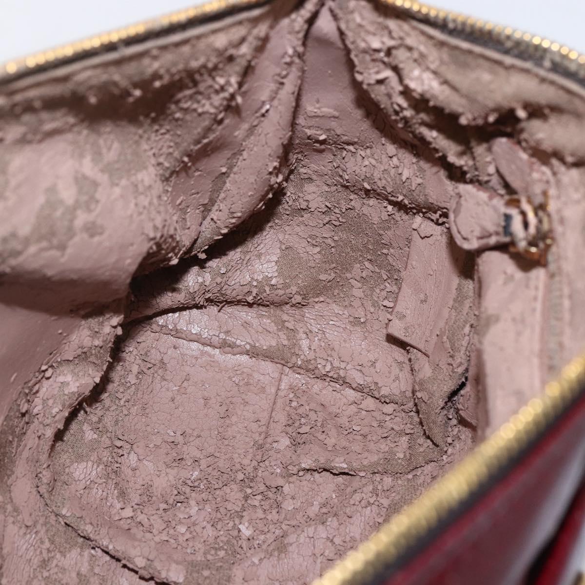 PRADA Shoulder Bag Leather Bordeaux Gold Auth yk19583