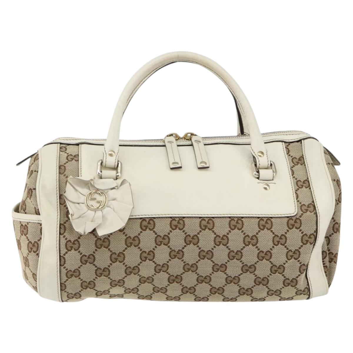 GUCCI GG Canvas Hand Bag Beige Gold 189825 Auth yk19588