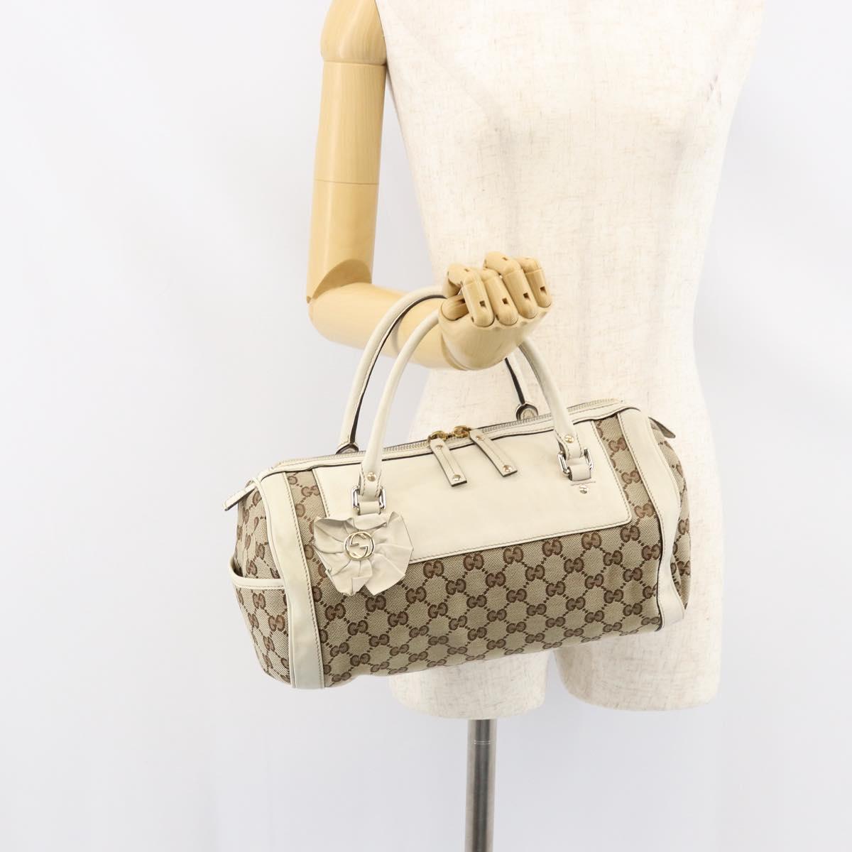 GUCCI GG Canvas Hand Bag Beige Gold 189825 Auth yk19588