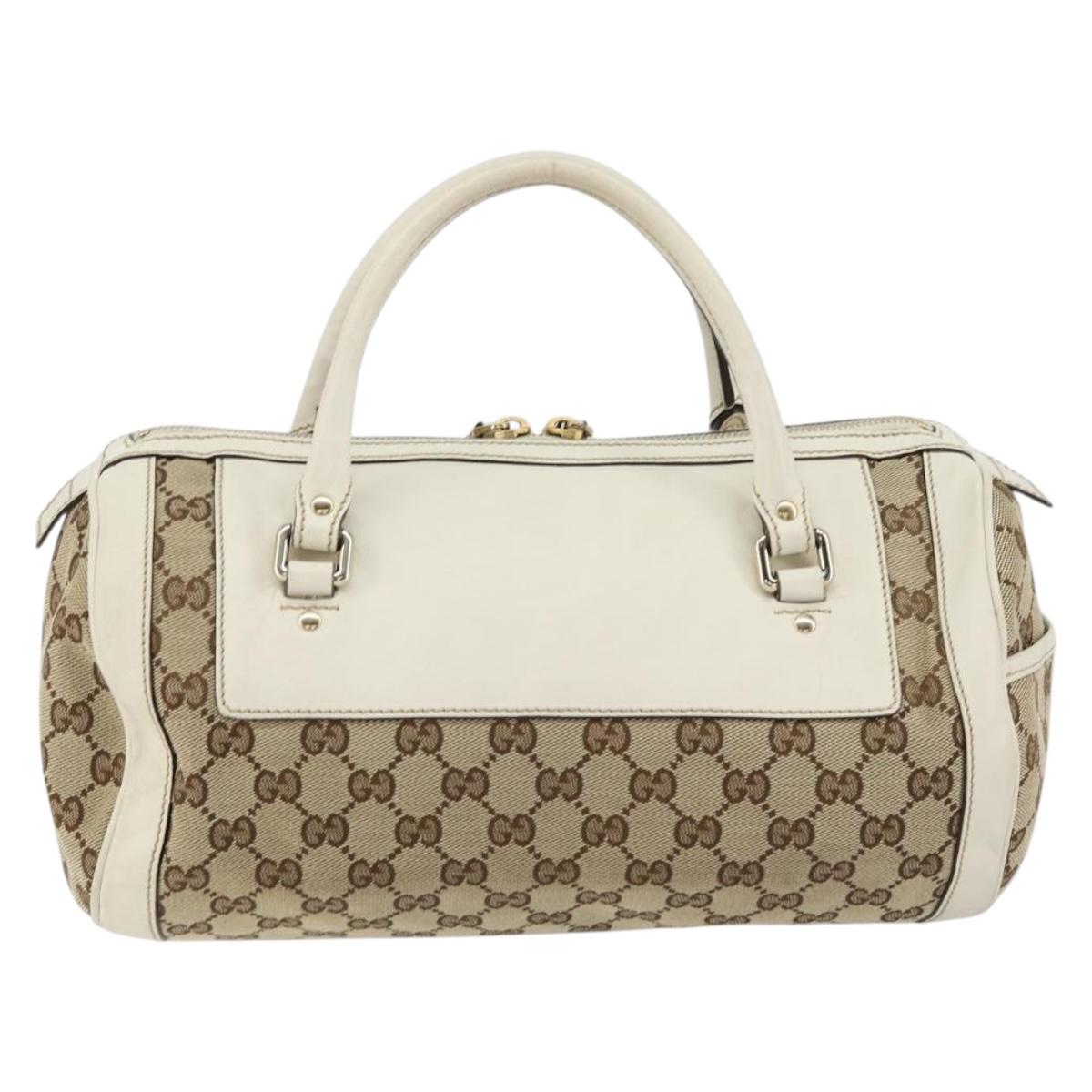 GUCCI GG Canvas Hand Bag Beige Gold 189825 Auth yk19588