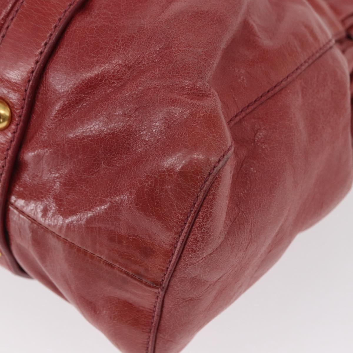 Miu Miu Vitellolux Hand Bag Leather Red Gold Auth yk19589