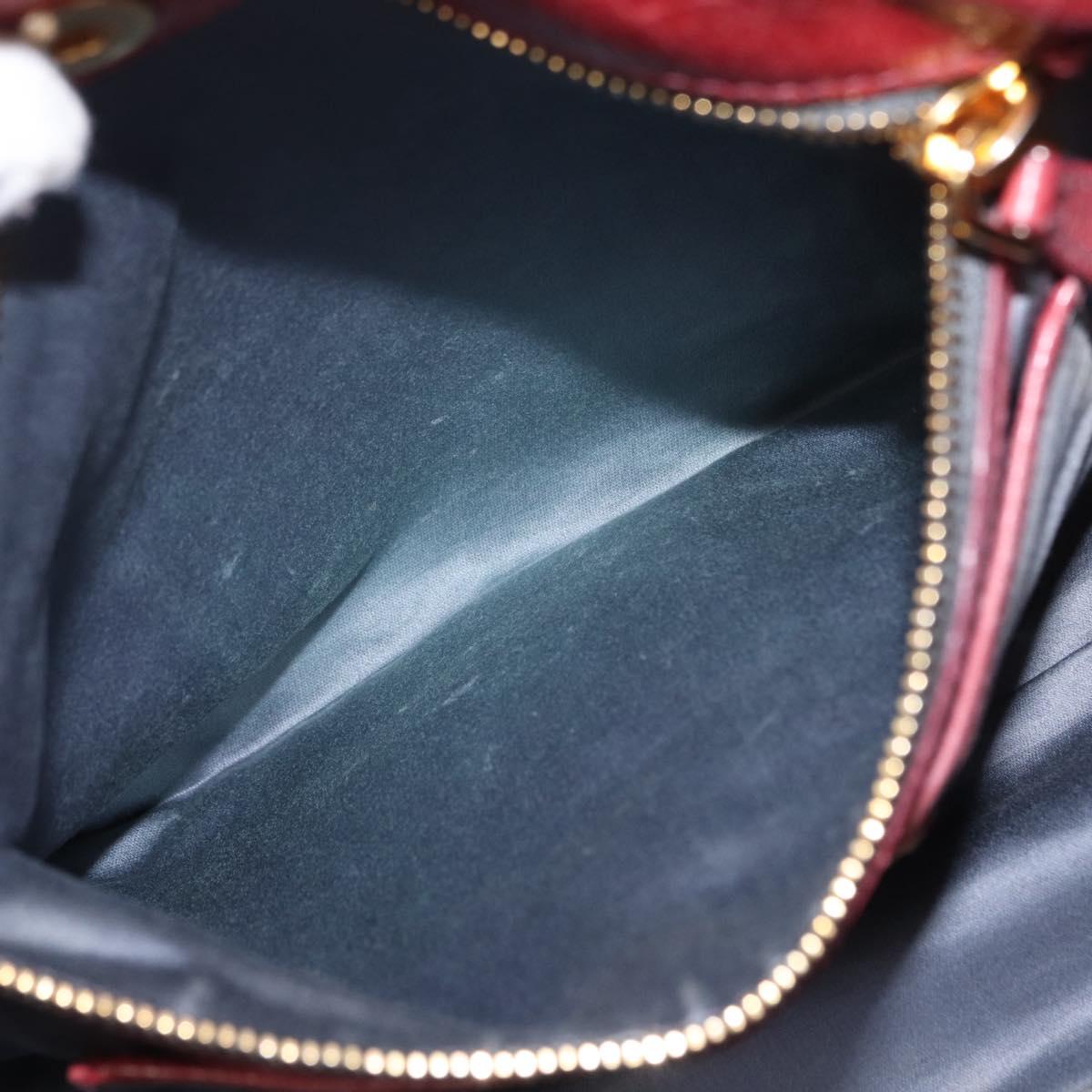 Miu Miu Vitellolux Hand Bag Leather Red Gold Auth yk19589