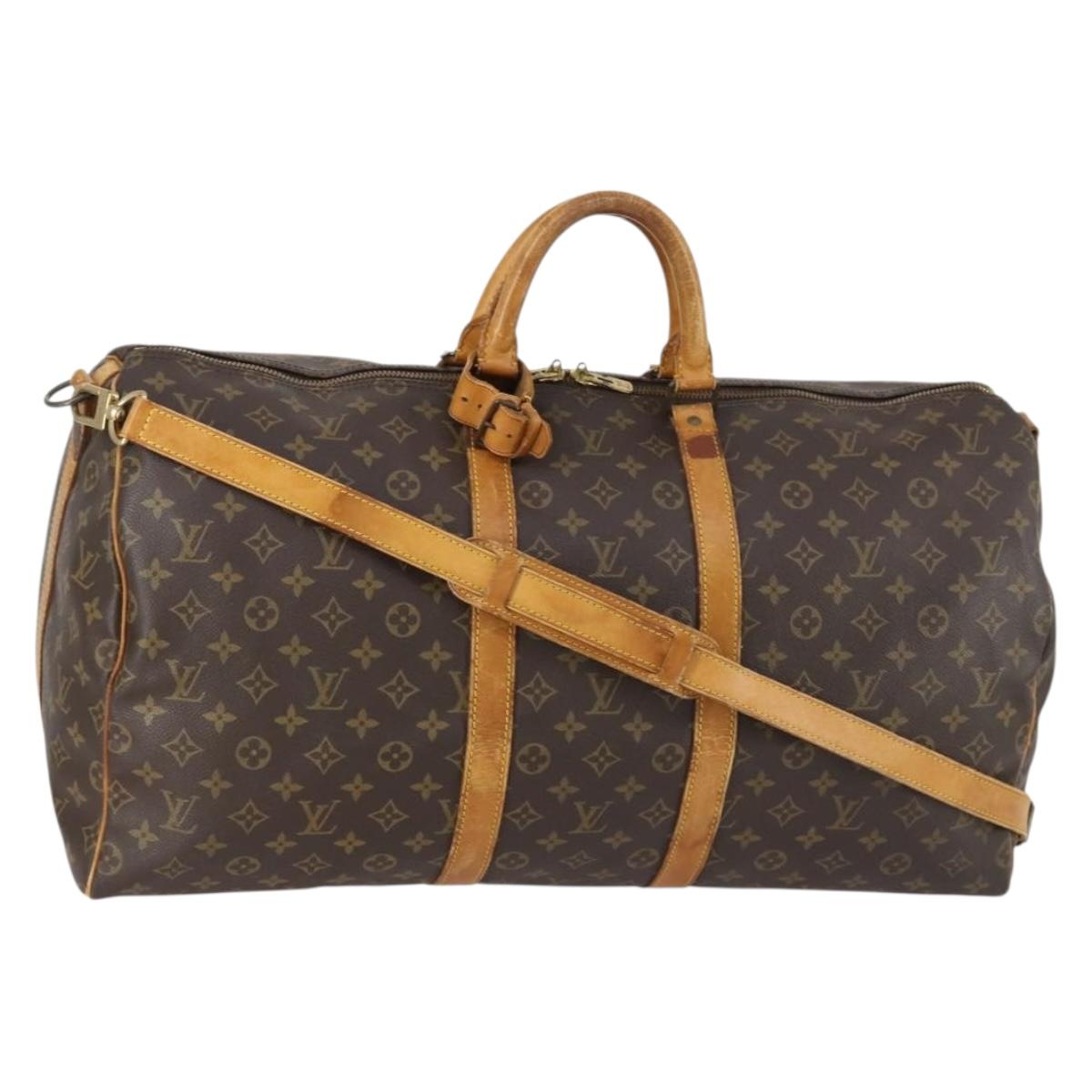 LOUIS VUITTON Monogram Keepall Bandouliere 55 Boston Bag M41414 LV Auth yk19591