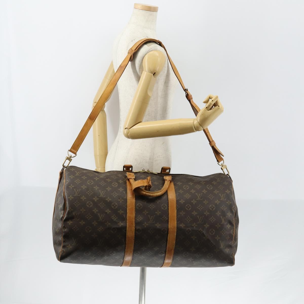 LOUIS VUITTON Monogram Keepall Bandouliere 55 Boston Bag M41414 LV Auth yk19591