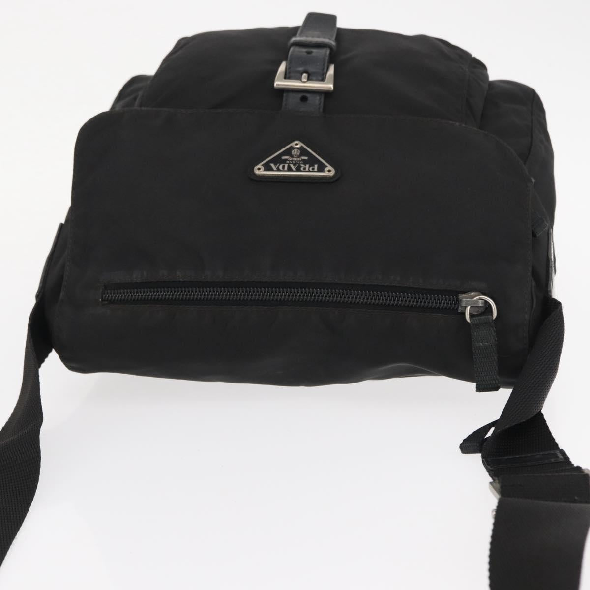 PRADA Shoulder Bag Nylon Black Silver Auth yk19596
