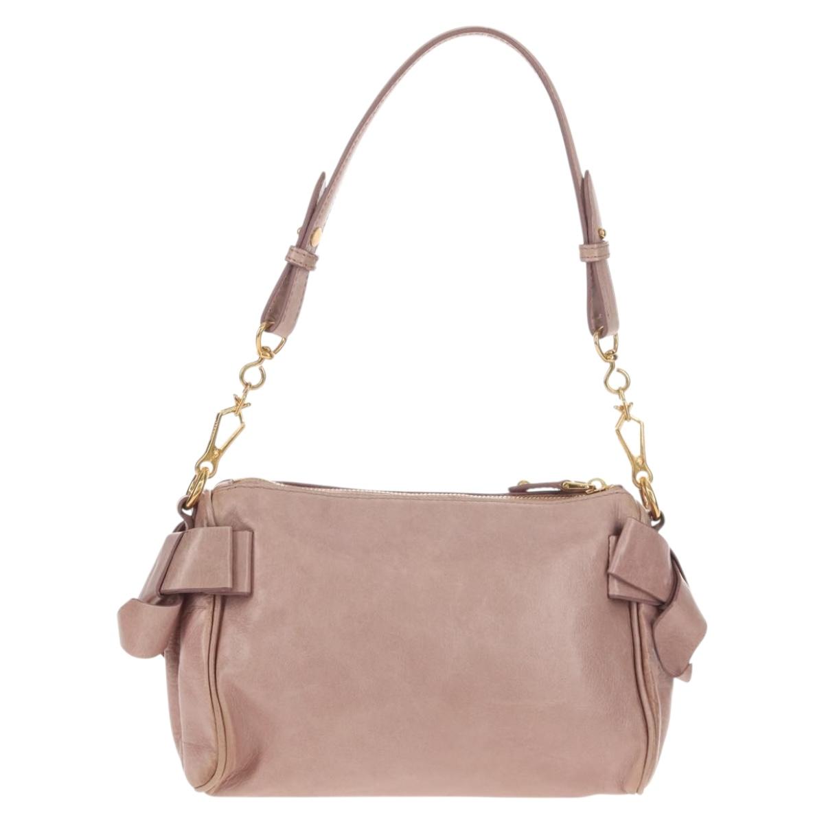 Miu Miu Shoulder Bag Leather Pink Gold Auth yk19597V