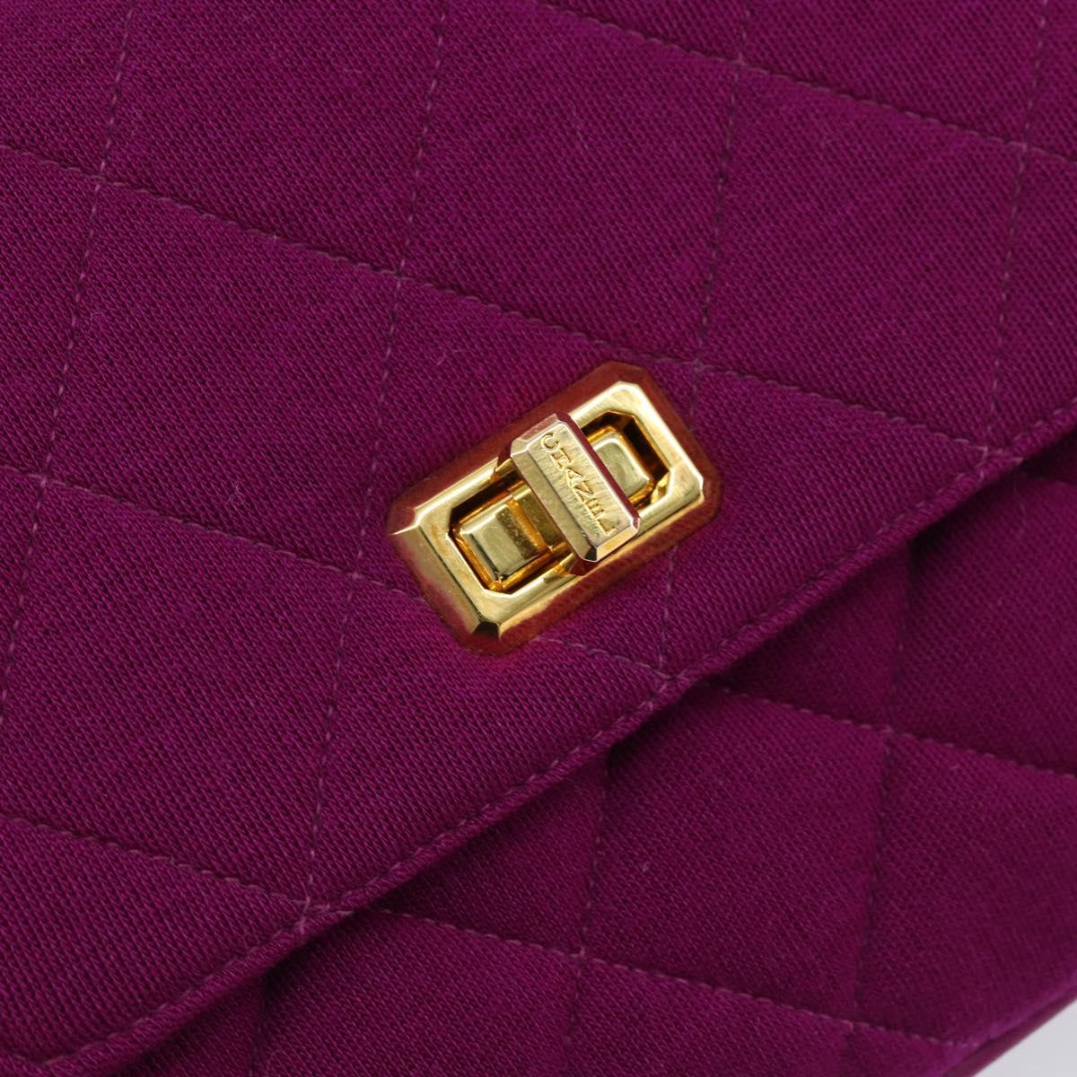 CHANEL 2.55 Matelasse Hand Bag Cotton Purple Gold CC Auth yk19598