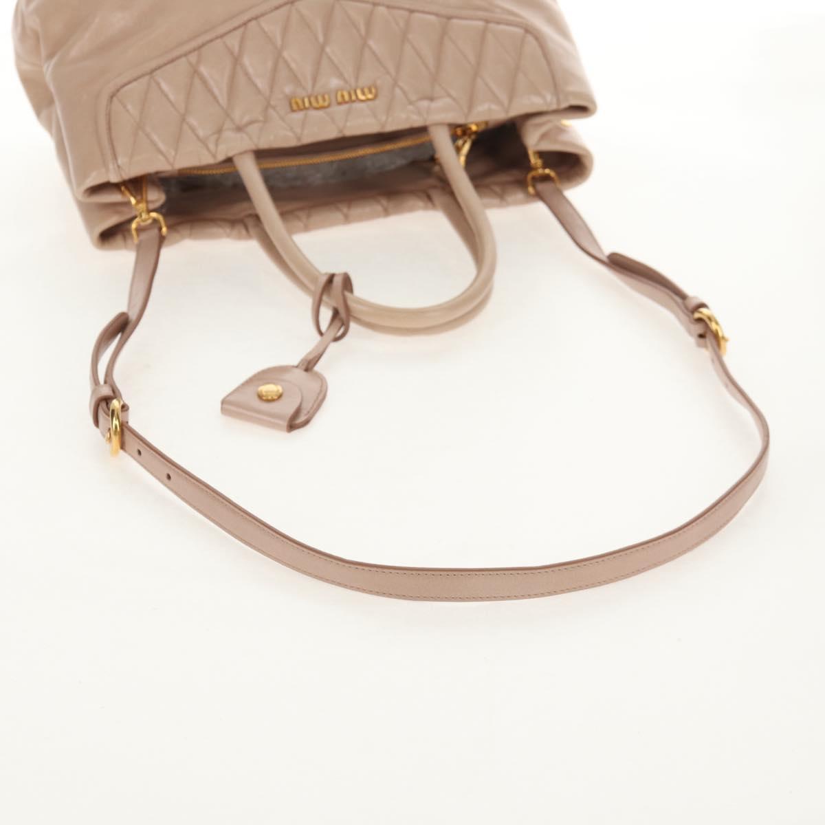 Miu Miu Hand Bag Leather 2way Beige Gold Auth yk19600V