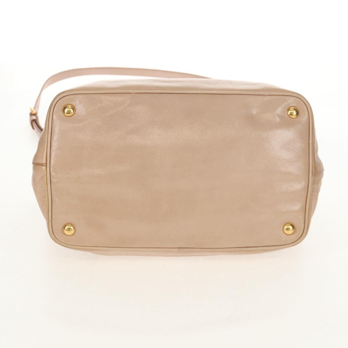 Miu Miu Hand Bag Leather 2way Beige Gold Auth yk19600V
