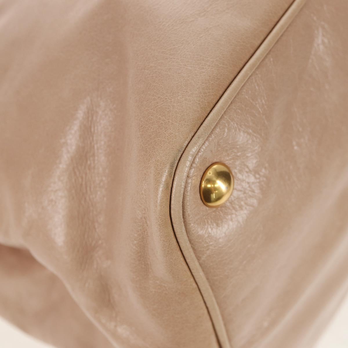 Miu Miu Hand Bag Leather 2way Beige Gold Auth yk19600V