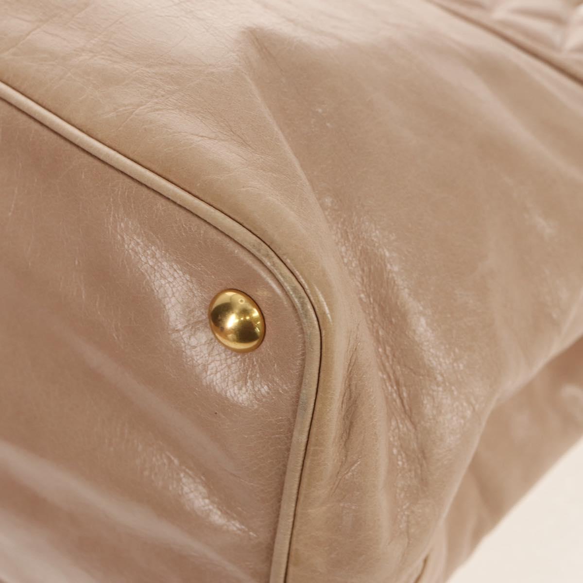 Miu Miu Hand Bag Leather 2way Beige Gold Auth yk19600V