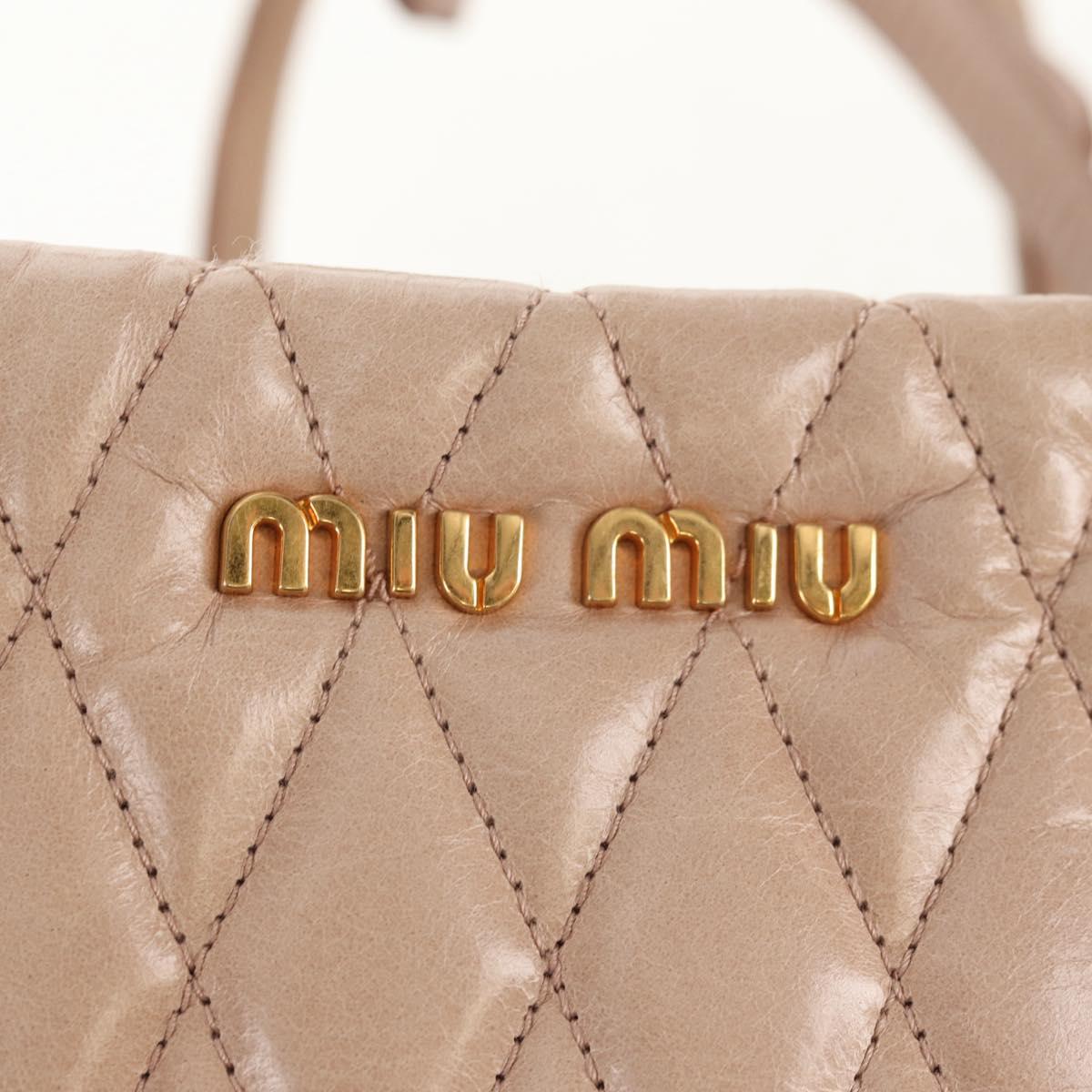 Miu Miu Hand Bag Leather 2way Beige Gold Auth yk19600V