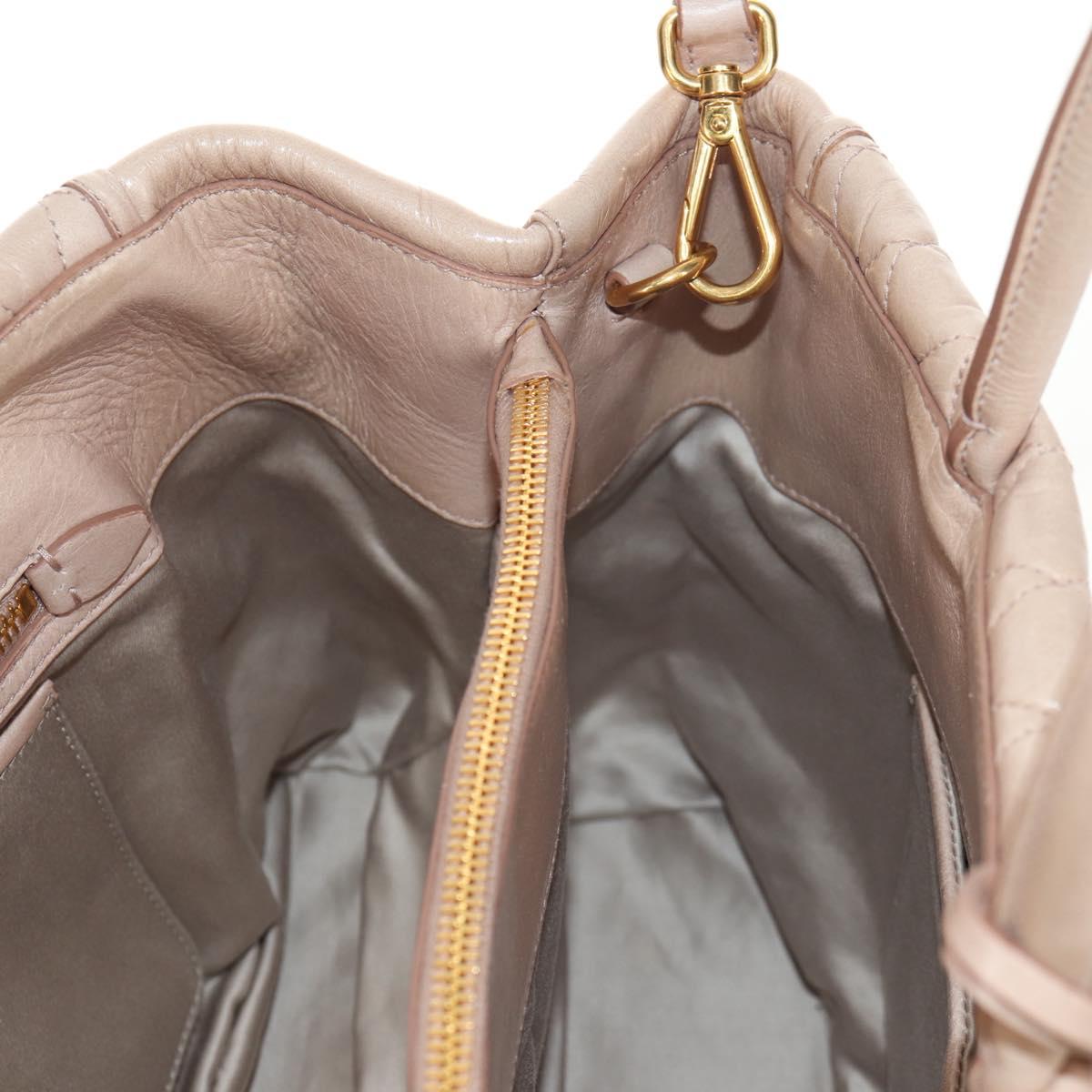 Miu Miu Hand Bag Leather 2way Beige Gold Auth yk19600V
