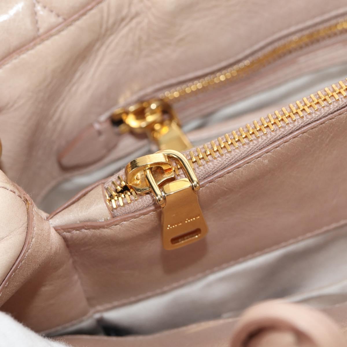 Miu Miu Hand Bag Leather 2way Beige Gold Auth yk19600V