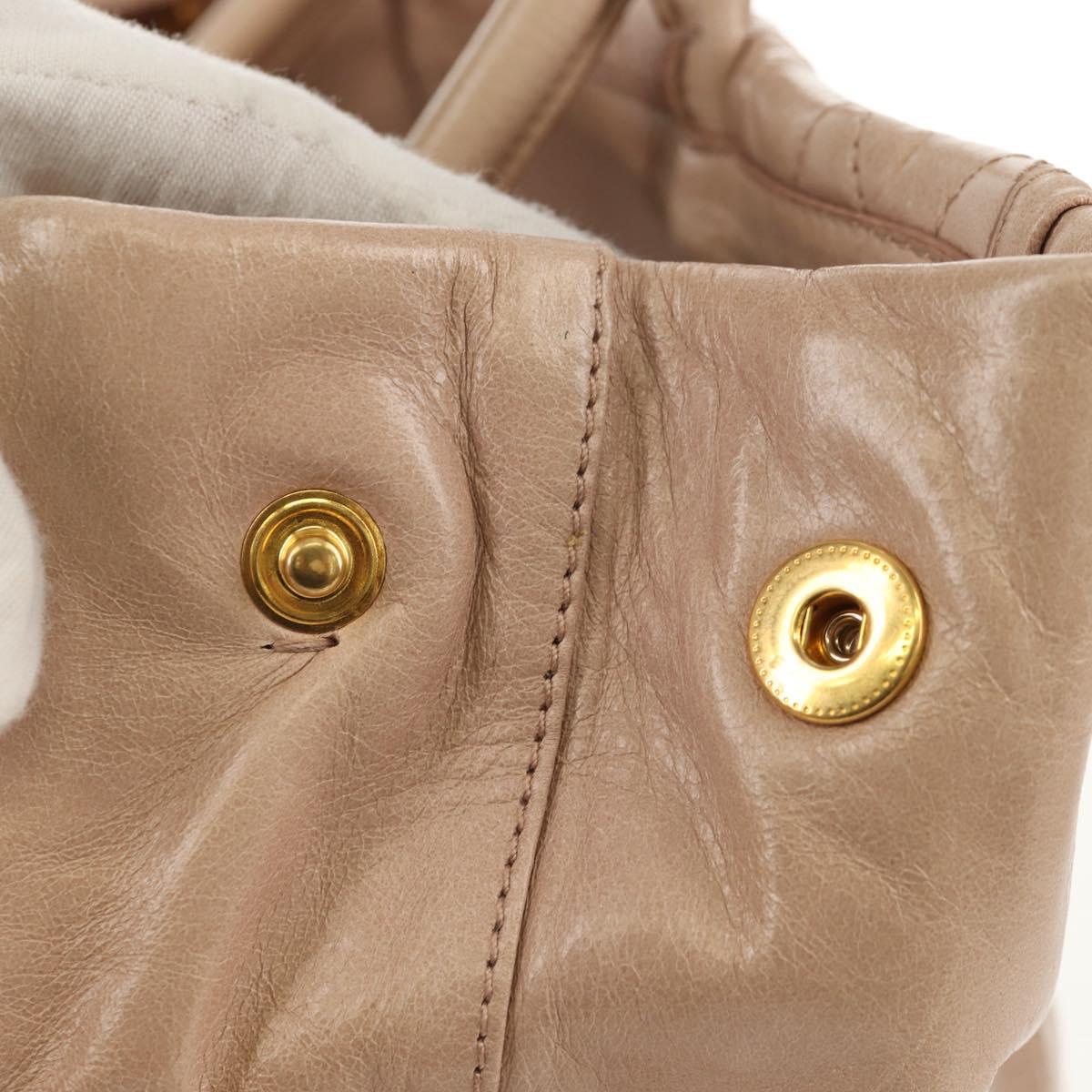 Miu Miu Hand Bag Leather 2way Beige Gold Auth yk19600V
