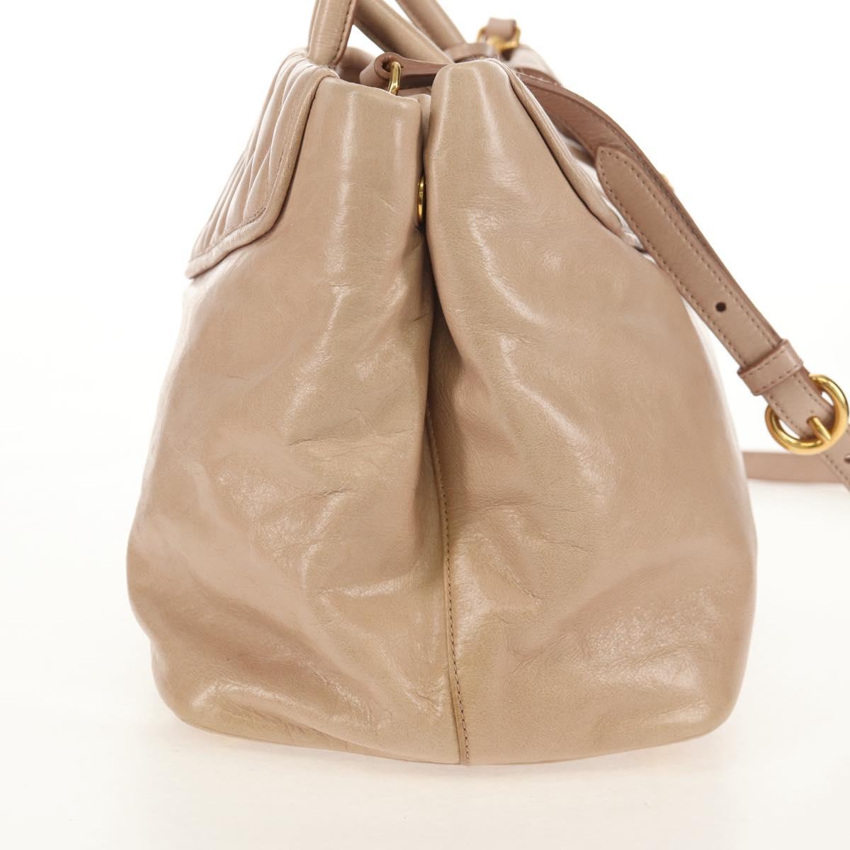 Miu Miu Hand Bag Leather 2way Beige Gold Auth yk19600V