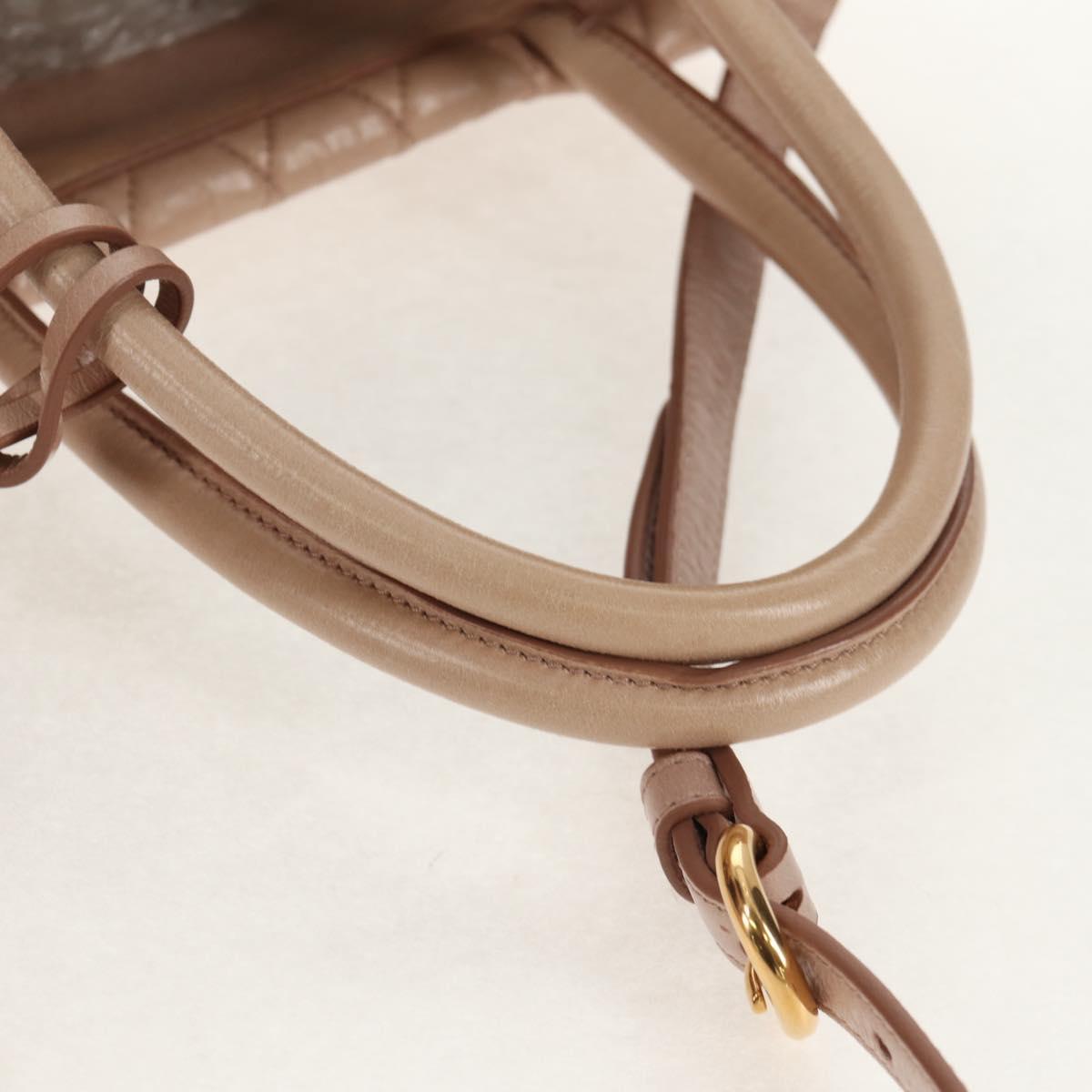 Miu Miu Hand Bag Leather 2way Beige Gold Auth yk19600V