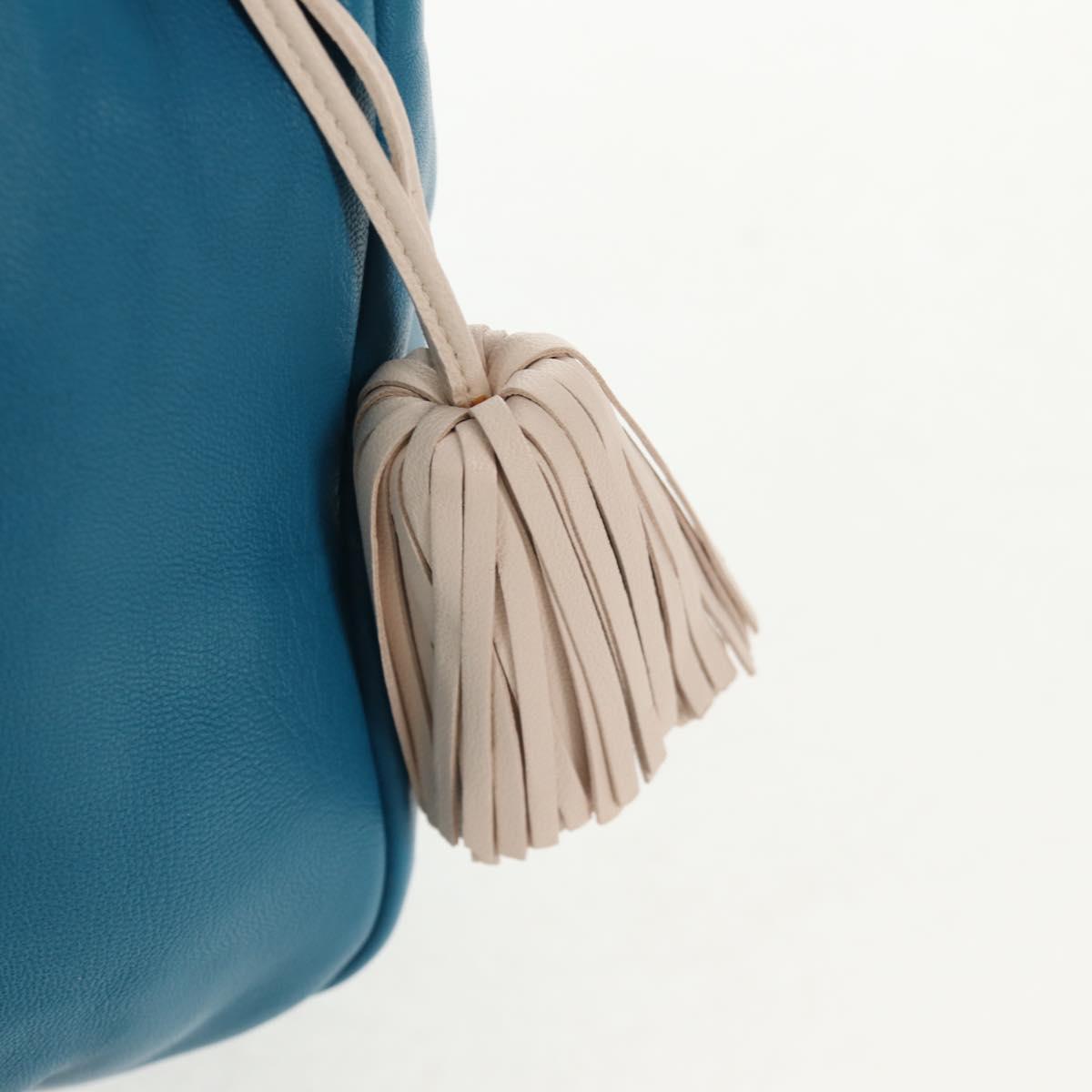 LOEWE Anagram Shoulder Bag Leather Blue Auth yk19601V