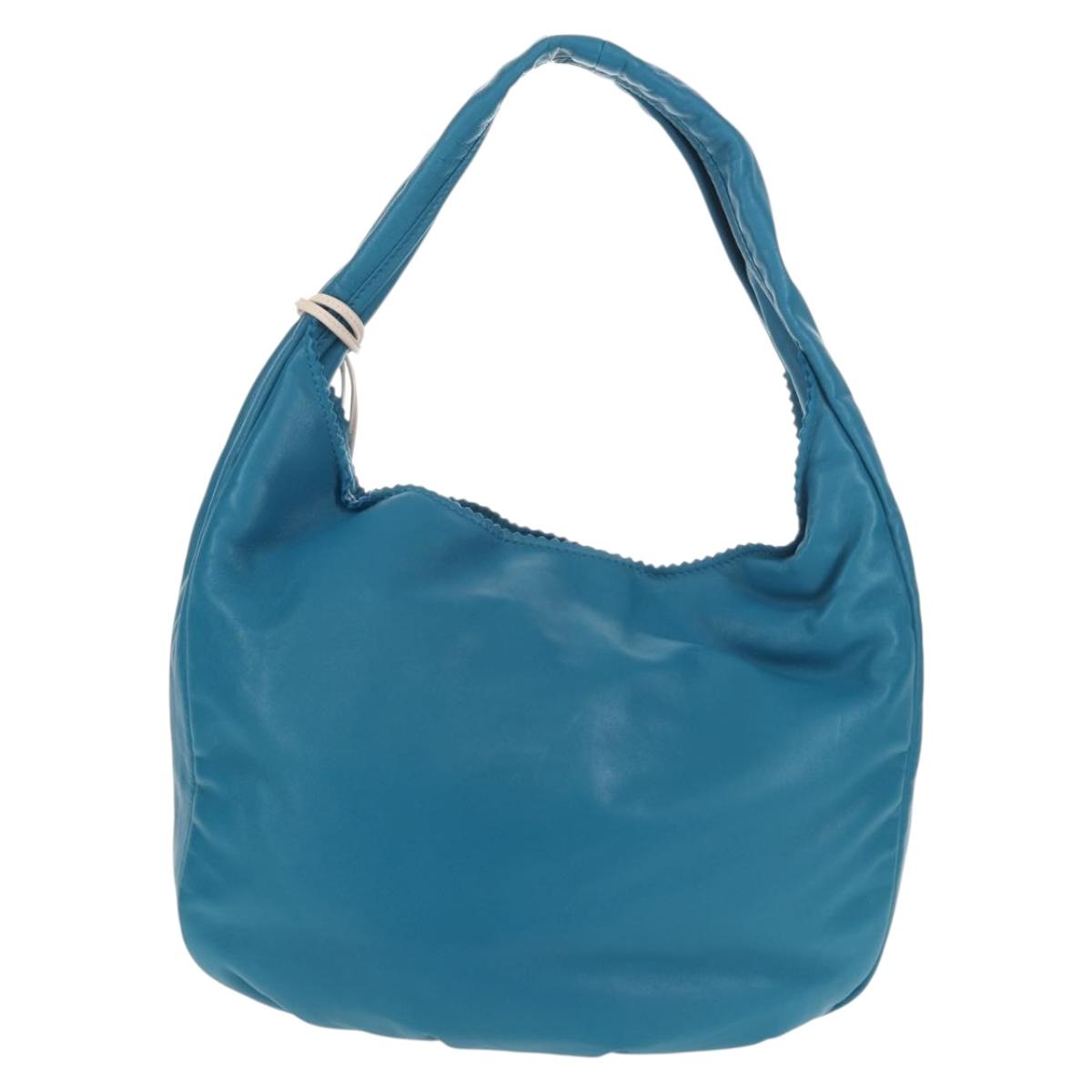 LOEWE Anagram Shoulder Bag Leather Blue Auth yk19601V