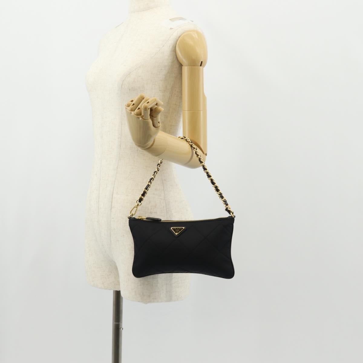 PRADA Test Input Accessory Pouch Nylon Black Gold Auth yk19602V