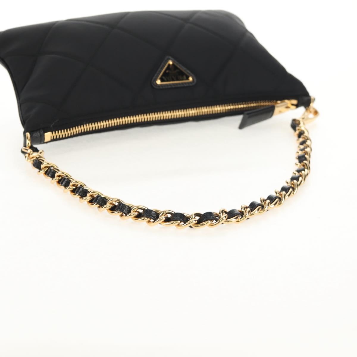 PRADA Test Input Accessory Pouch Nylon Black Gold Auth yk19602V
