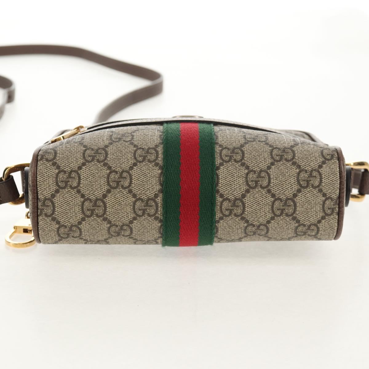 GUCCI Ophidia GG Supreme Web Sherry Line Bag PVC Beige 517350 Auth yk19604M