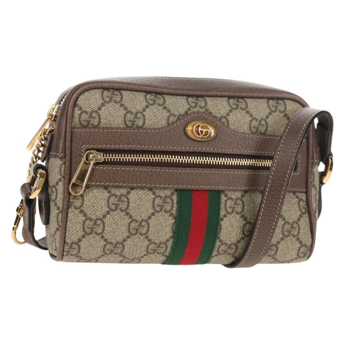 GUCCI Ophidia GG Supreme Web Sherry Line Bag PVC Beige 517350 Auth yk19604M