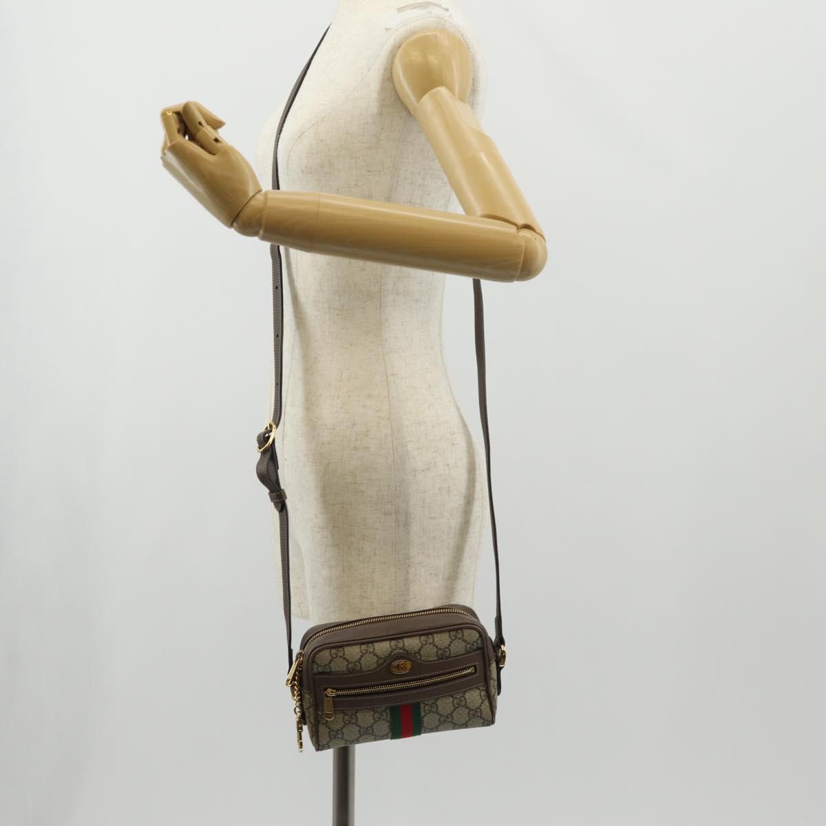 GUCCI Ophidia GG Supreme Web Sherry Line Bag PVC Beige 517350 Auth yk19604M
