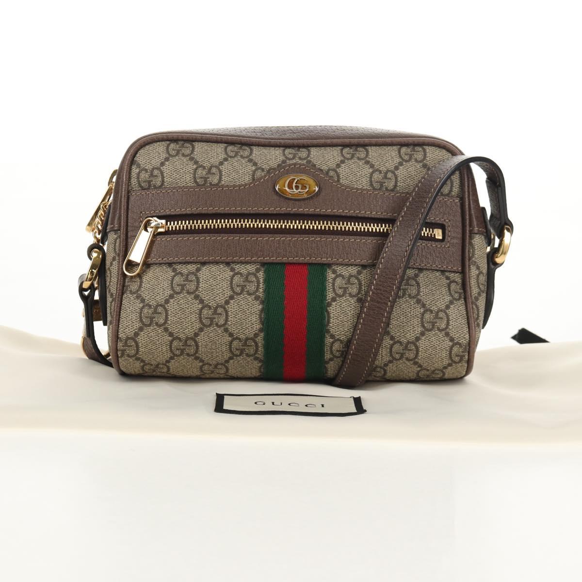 GUCCI Ophidia GG Supreme Web Sherry Line Bag PVC Beige 517350 Auth yk19604M
