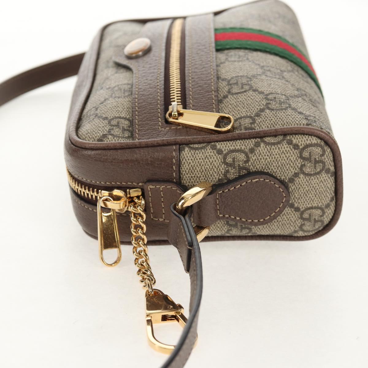 GUCCI Ophidia GG Supreme Web Sherry Line Bag PVC Beige 517350 Auth yk19604M
