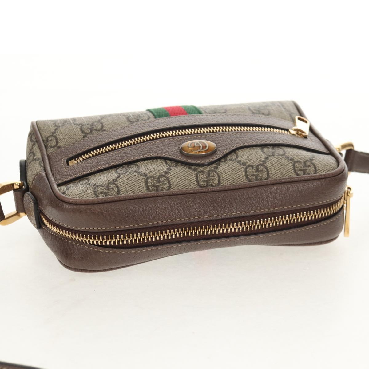 GUCCI Ophidia GG Supreme Web Sherry Line Bag PVC Beige 517350 Auth yk19604M