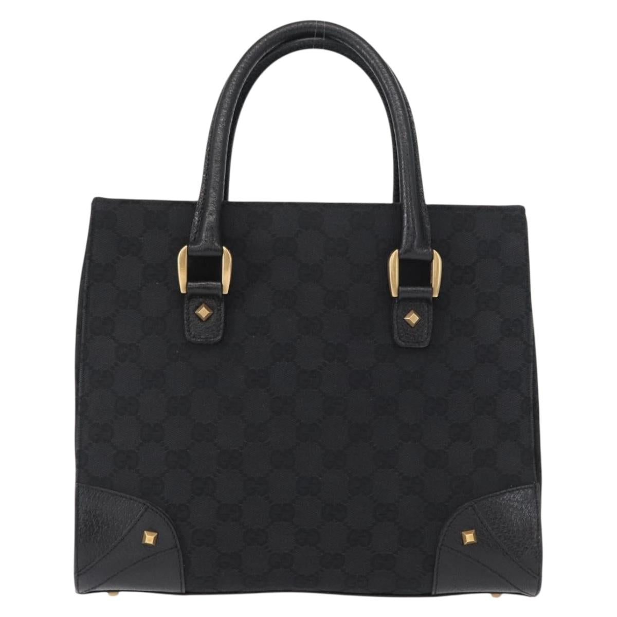 GUCCI GG Canvas Hand Bag Black 123439 Auth yk19605