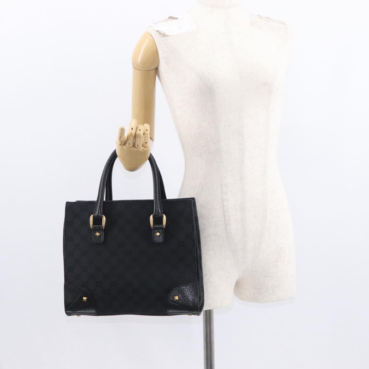 GUCCI GG Canvas Hand Bag Black 123439 Auth yk19605