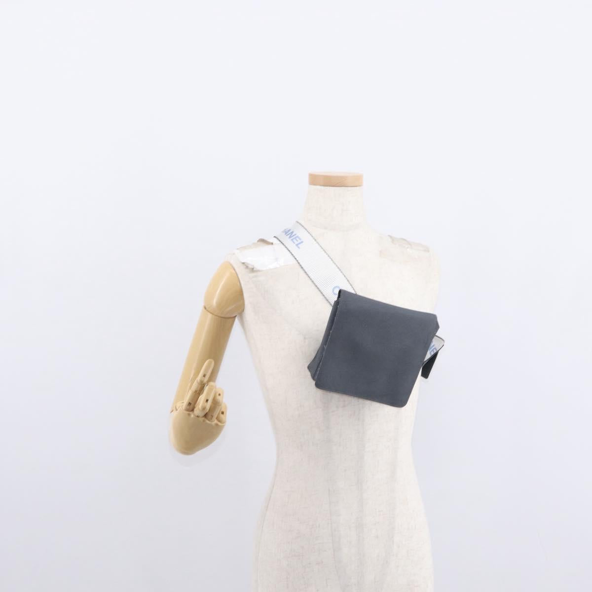 CHANEL Sports Line Waist bag Nylon Gray Silver CC Auth yk19613