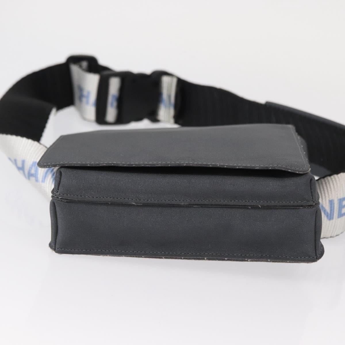 CHANEL Sports Line Waist bag Nylon Gray Silver CC Auth yk19613