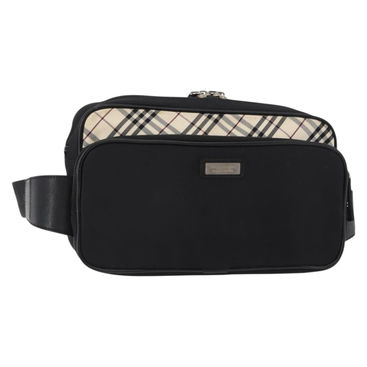 BURBERRY Nova Check Black label Waist bag Nylon Black Silver Auth yk19615