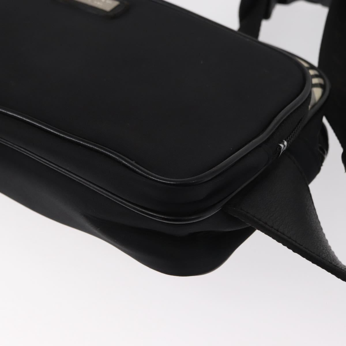 BURBERRY Nova Check Black label Waist bag Nylon Black Silver Auth yk19615