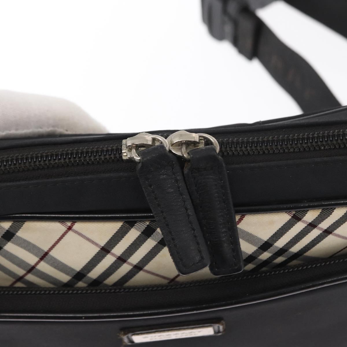 BURBERRY Nova Check Black label Waist bag Nylon Black Silver Auth yk19615