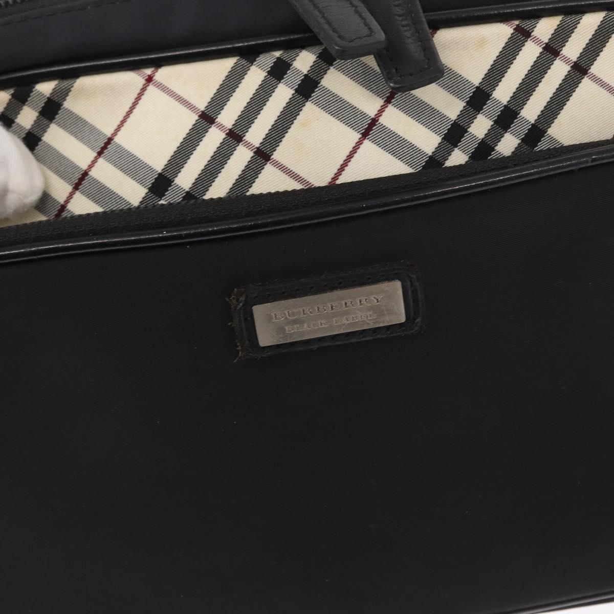 BURBERRY Nova Check Black label Waist bag Nylon Black Silver Auth yk19615