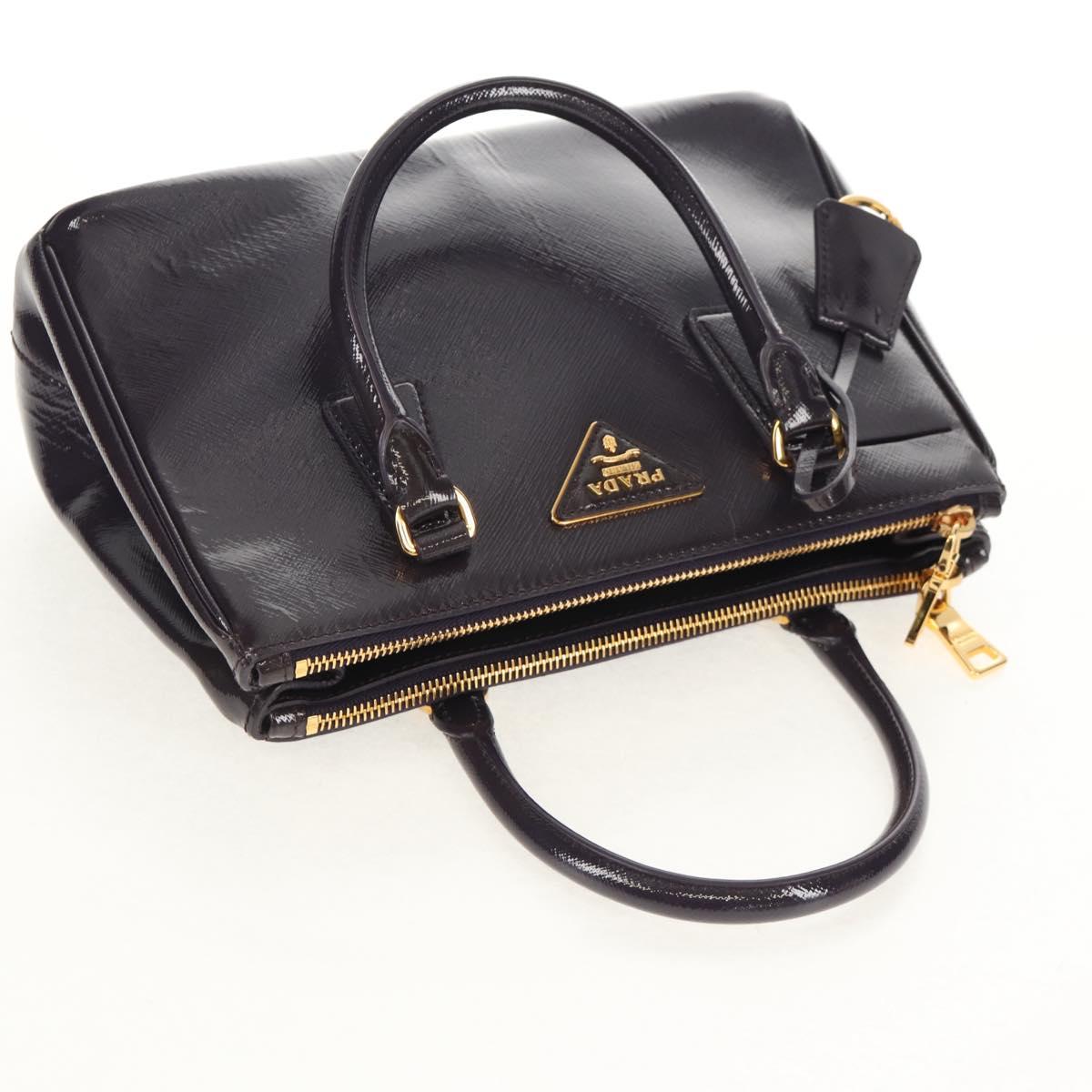 PRADA Galleria Hand Bag Safiano leather 2way Purple Gold BN2316 Auth yk19618V