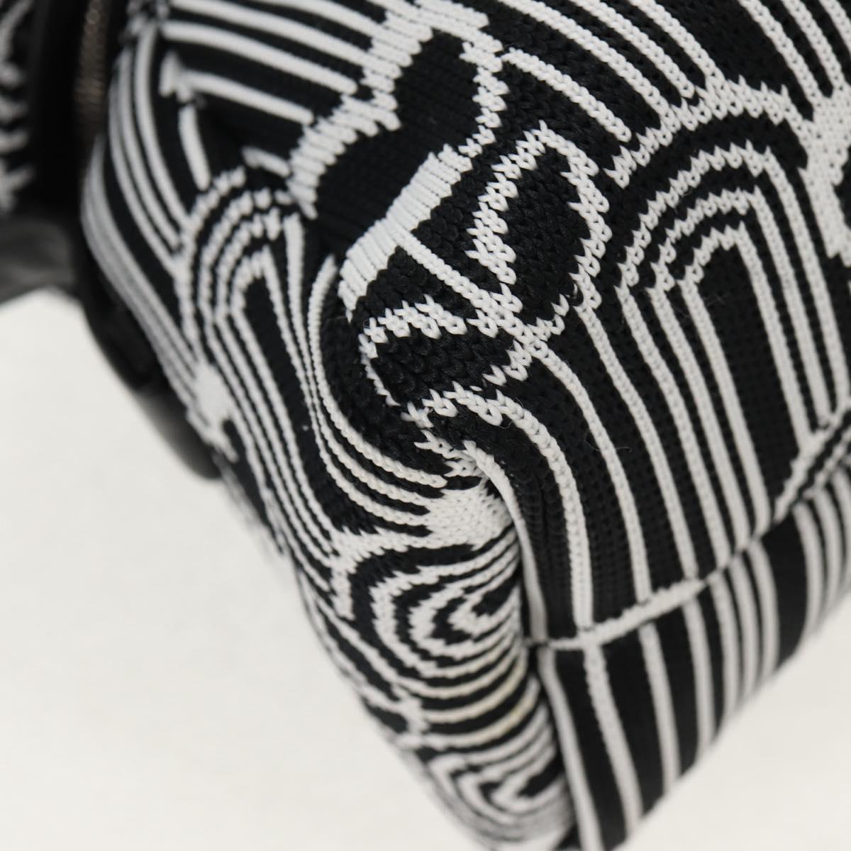 PRADA Signeau Shoulder Bag Canvas Black Silver 1BC165 Auth yk19619M