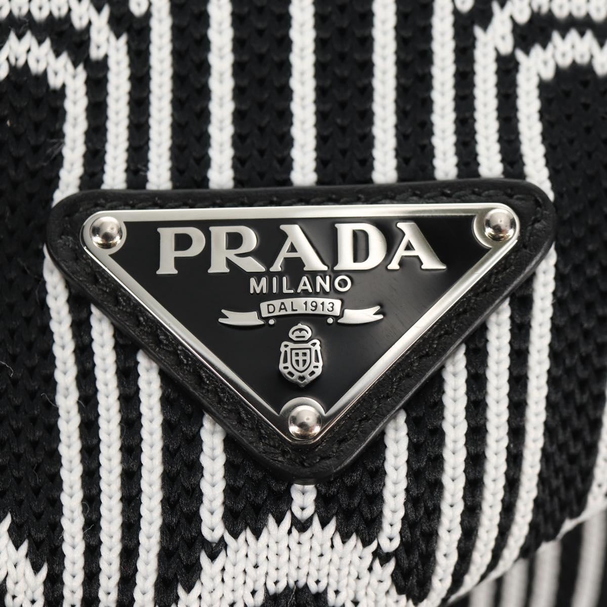 PRADA Signeau Shoulder Bag Canvas Black Silver 1BC165 Auth yk19619M