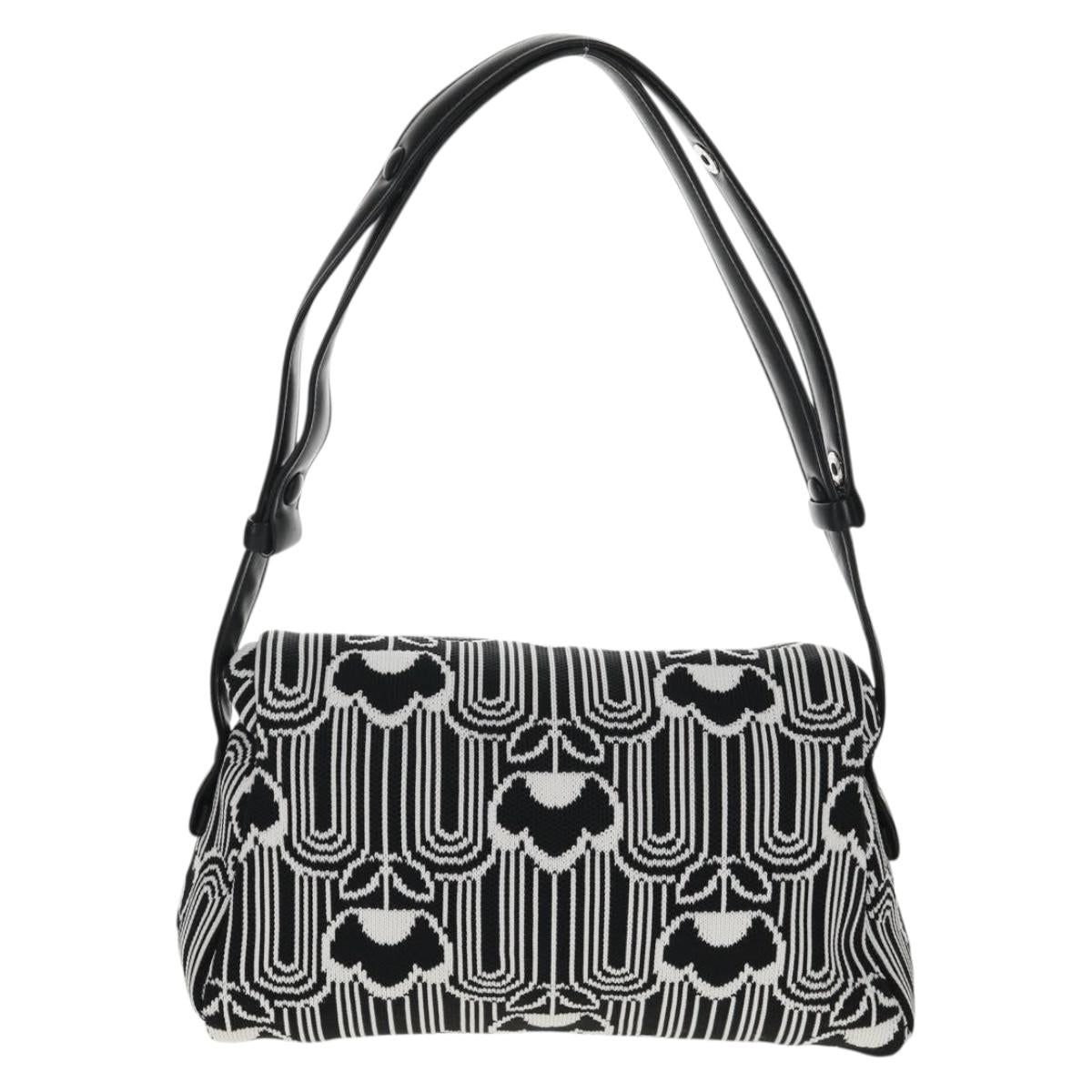 PRADA Signeau Shoulder Bag Canvas Black Silver 1BC165 Auth yk19619M