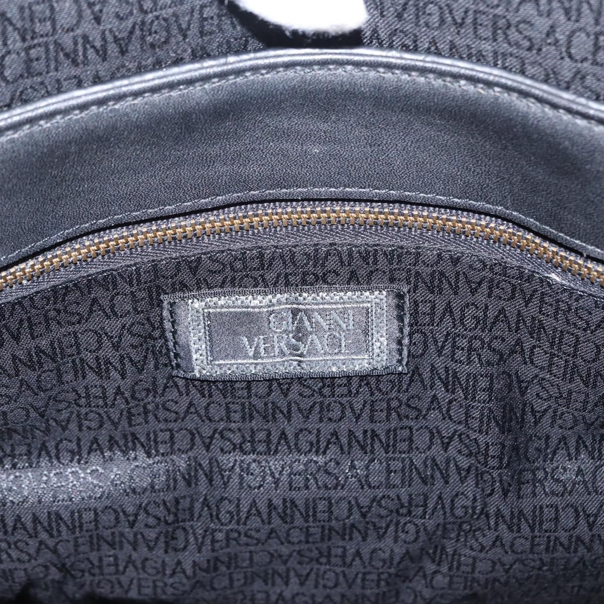 VERSACE Hand Bag Leather Yellow Black Auth yk19622