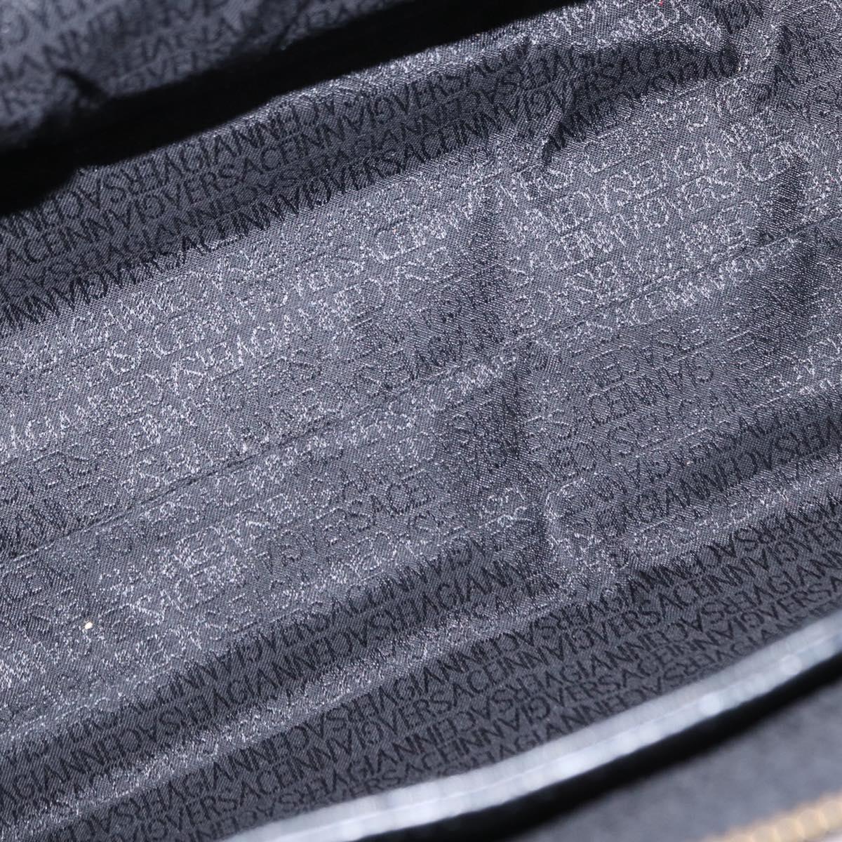 VERSACE Hand Bag Leather Yellow Black Auth yk19622